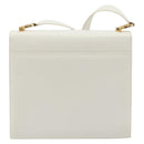 Salvatore Ferragamo Gancini Shoulder Bag Leather White Gold Tone Auth 196208-2
