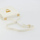 Salvatore Ferragamo Gancini Shoulder Bag Leather White Gold Tone Auth 196208-7