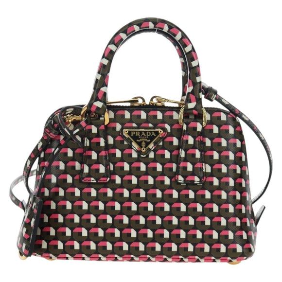 PRADA Saffiano Hand Bag 2way Multicolor Auth 196210V