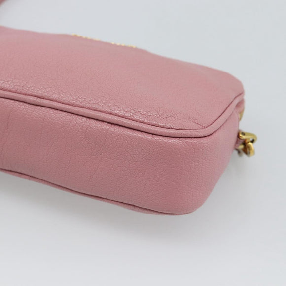 Miu Miu Shoulder Bag Leather Pink Gold Tone Auth 196211