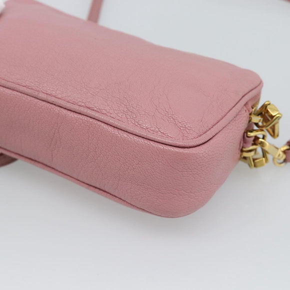 Miu Miu Shoulder Bag Leather Pink Gold Tone Auth 196211