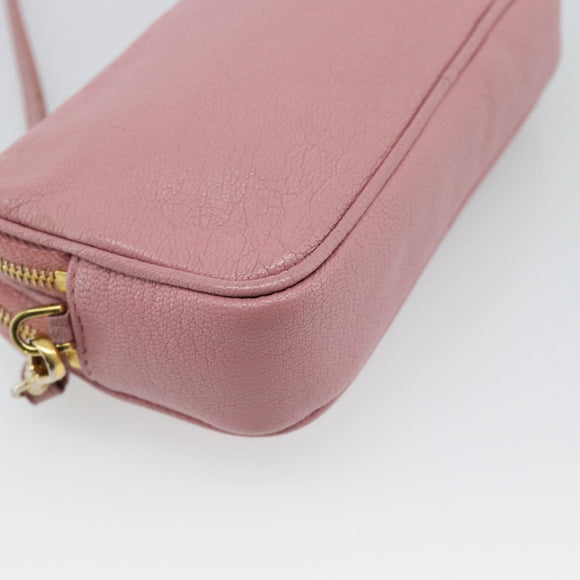Miu Miu Shoulder Bag Leather Pink Gold Tone Auth 196211