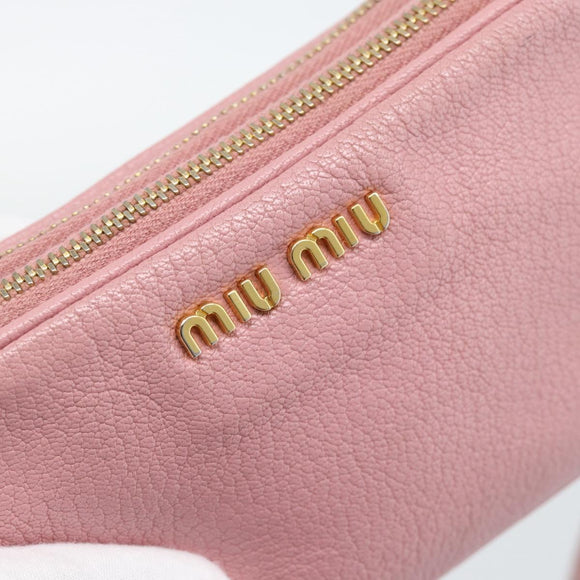 Miu Miu Shoulder Bag Leather Pink Gold Tone Auth 196211