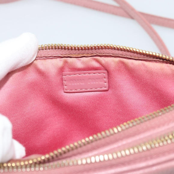 Miu Miu Shoulder Bag Leather Pink Gold Tone Auth 196211