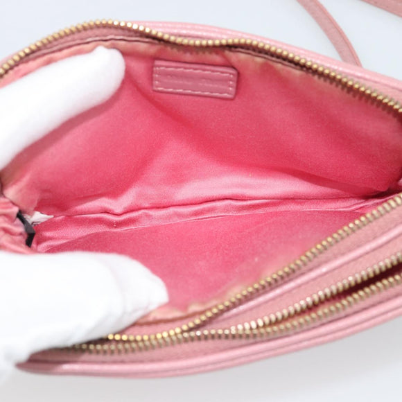 Miu Miu Shoulder Bag Leather Pink Gold Tone Auth 196211