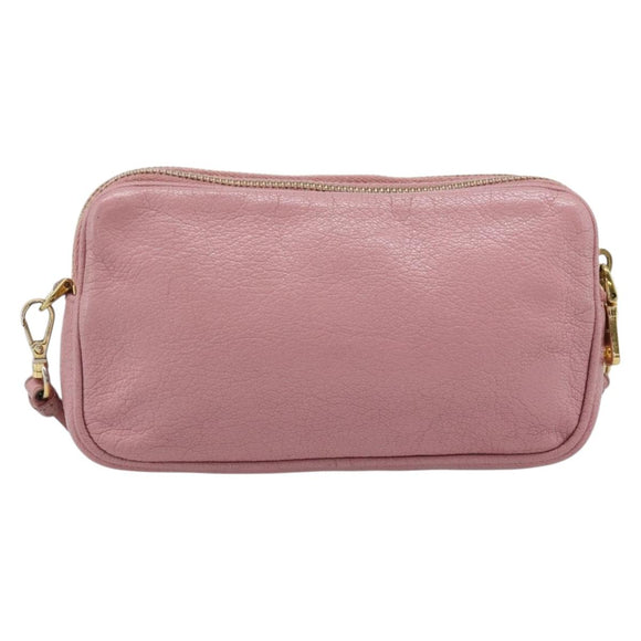 Miu Miu Shoulder Bag Leather Pink Gold Tone Auth 196211