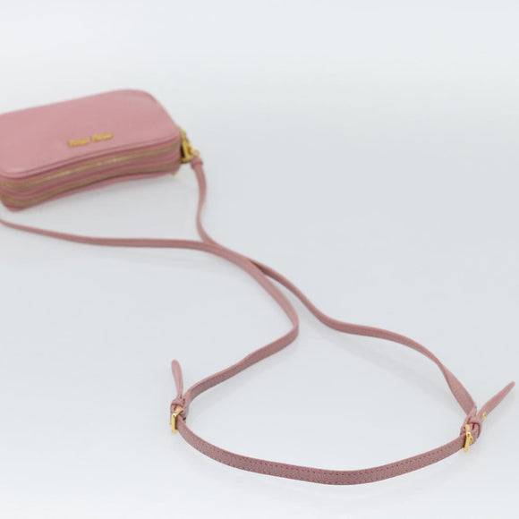 Miu Miu Shoulder Bag Leather Pink Gold Tone Auth 196211