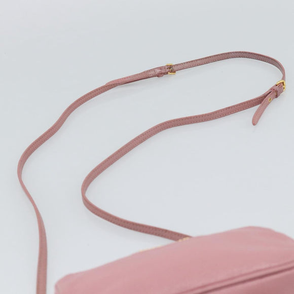 Miu Miu Shoulder Bag Leather Pink Gold Tone Auth 196211