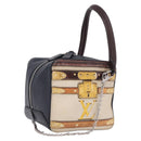 LOUIS VUITTON Trompe l'oeil Hand Bag Leather Navy Silver M52350 LV Auth 196213-1