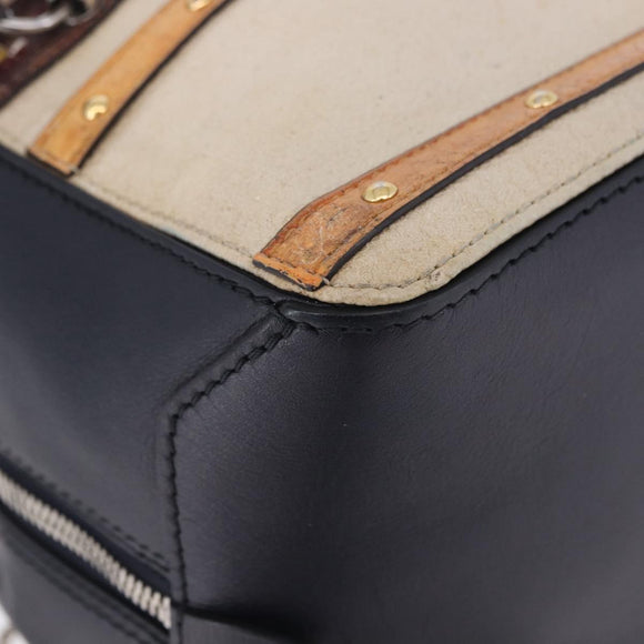 LOUIS VUITTON Trompe l'oeil Hand Bag Leather Navy Silver M52350 LV Auth 196213