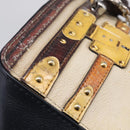 LOUIS VUITTON Trompe l'oeil Hand Bag Leather Navy Silver M52350 LV Auth 196213-31