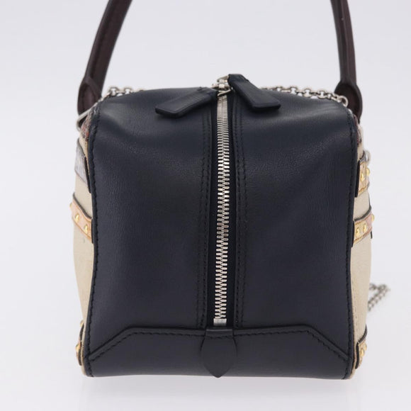 LOUIS VUITTON Trompe l'oeil Hand Bag Leather Navy Silver M52350 LV Auth 196213