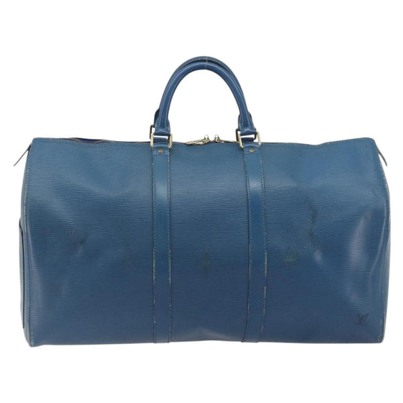 LOUIS VUITTON Epi Keepall 50 Boston Bag Blue M42965 LV Auth 196214