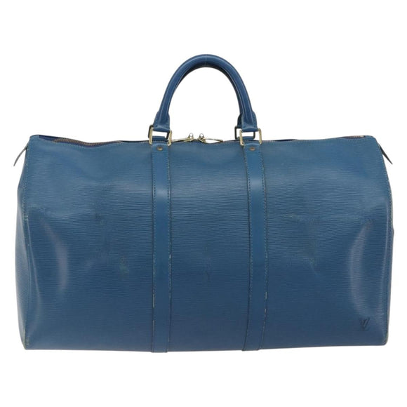 LOUIS VUITTON Epi Keepall 50 Boston Bag Blue M42965 LV Auth 196214