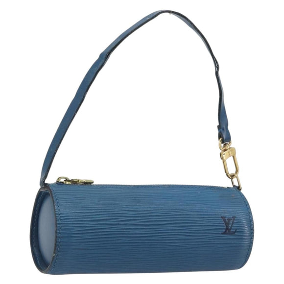 LOUIS VUITTON Epi Soufflot Pouch Blue LV Auth 196216