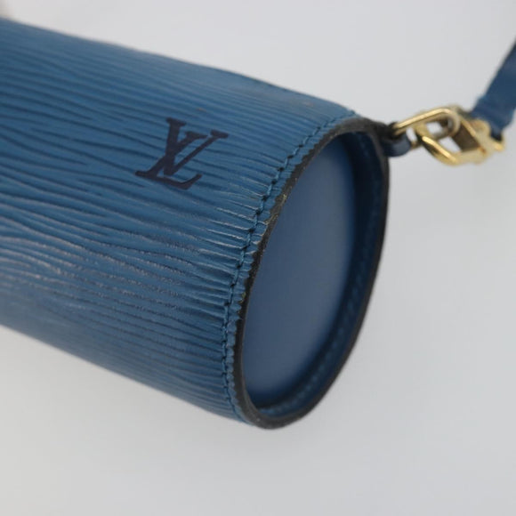 LOUIS VUITTON Epi Soufflot Pouch Blue LV Auth 196216