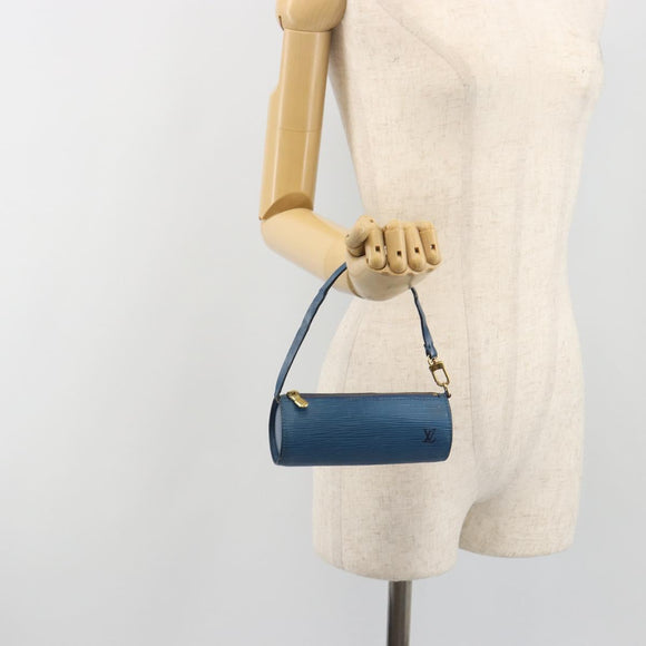 LOUIS VUITTON Epi Soufflot Pouch Blue LV Auth 196216
