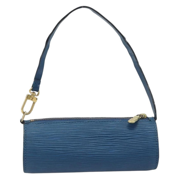 LOUIS VUITTON Epi Soufflot Pouch Blue LV Auth 196216