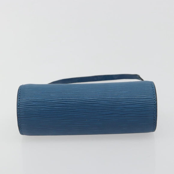 LOUIS VUITTON Epi Soufflot Pouch Blue LV Auth 196216