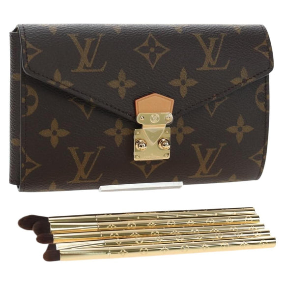 LOUIS VUITTON Monogram Lip & Eye Brush Set Pouch LBC001 LV Auth 196218V