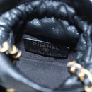CHANEL Matelasse Chain Shoulder Pouch Lamb Skin Black Gold Tone CC Auth 196221M-10