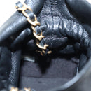 CHANEL Matelasse Chain Shoulder Pouch Lamb Skin Black Gold Tone CC Auth 196221M-19