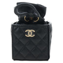 CHANEL Matelasse Chain Shoulder Pouch Lamb Skin Black Gold Tone CC Auth 196221M-13