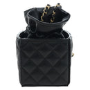 CHANEL Matelasse Chain Shoulder Pouch Lamb Skin Black Gold Tone CC Auth 196221M-2