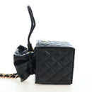 CHANEL Matelasse Chain Shoulder Pouch Lamb Skin Black Gold Tone CC Auth 196221M-3