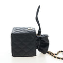 CHANEL Matelasse Chain Shoulder Pouch Lamb Skin Black Gold Tone CC Auth 196221M-4