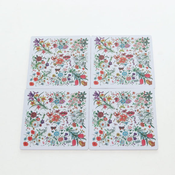 GUCCI Flora Coaster Set White Auth 196229M