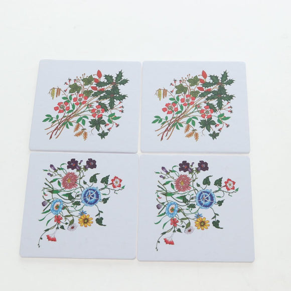 GUCCI Flora Coaster Set White Auth 196229M