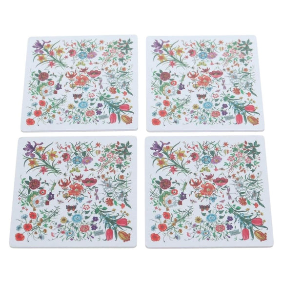 GUCCI Flora Coaster Set White Auth 196229M