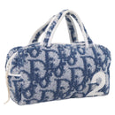 Christian Dior Trotter Canvas Hand Bag pile Blue Auth 196236A-1