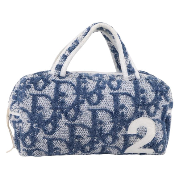 Christian Dior Trotter Canvas Hand Bag pile Blue Auth 196236A