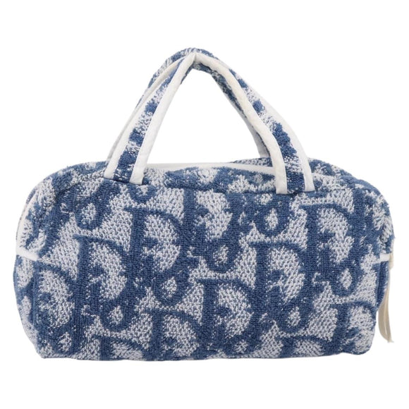 Christian Dior Trotter Canvas Hand Bag pile Blue Auth 196236A