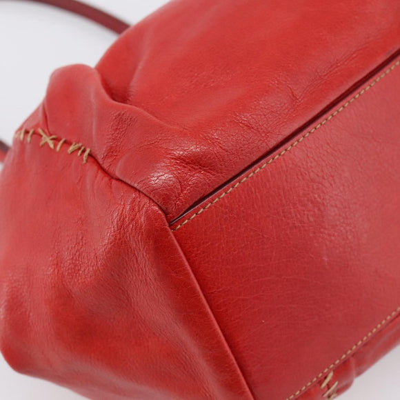 Miu Miu Hand Bag Leather Red Silver Auth 196237A