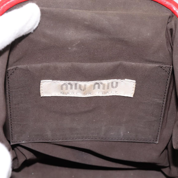 Miu Miu Hand Bag Leather Red Silver Auth 196237A