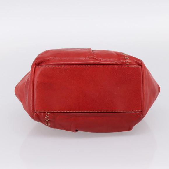 Miu Miu Hand Bag Leather Red Silver Auth 196237A