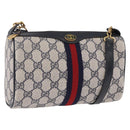 GUCCI GG Supreme Sherry Line Shoulder Bag PVC Navy Gold 89 02 018 Auth 196238-1