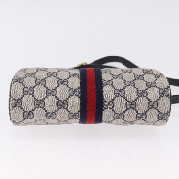GUCCI GG Supreme Sherry Line Shoulder Bag PVC Navy Gold 89 02 018 Auth 196238