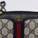 GUCCI GG Supreme Sherry Line Shoulder Bag PVC Navy Gold 89 02 018 Auth 196238-18