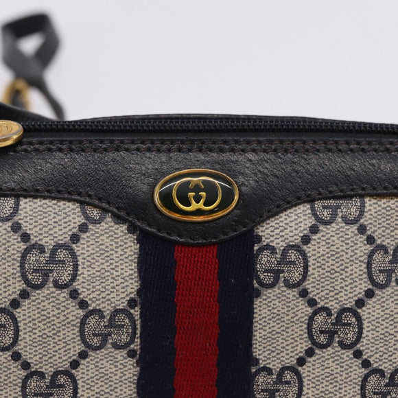 GUCCI GG Supreme Sherry Line Shoulder Bag PVC Navy Gold 89 02 018 Auth 196238