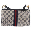 GUCCI GG Supreme Sherry Line Shoulder Bag PVC Navy Gold 89 02 018 Auth 196238-2