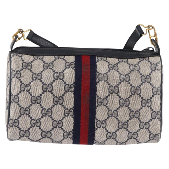 GUCCI GG Supreme Sherry Line Shoulder Bag PVC Navy Gold 89 02 018 Auth 196238