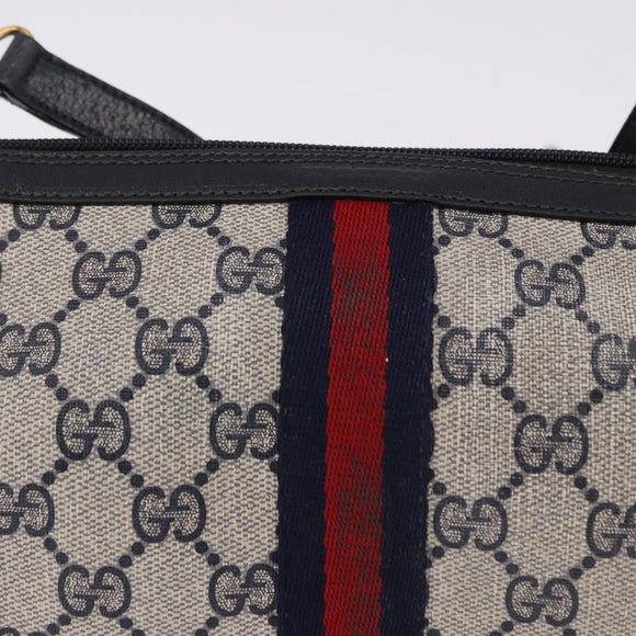 GUCCI GG Supreme Sherry Line Shoulder Bag PVC Navy Gold 89 02 018 Auth 196238