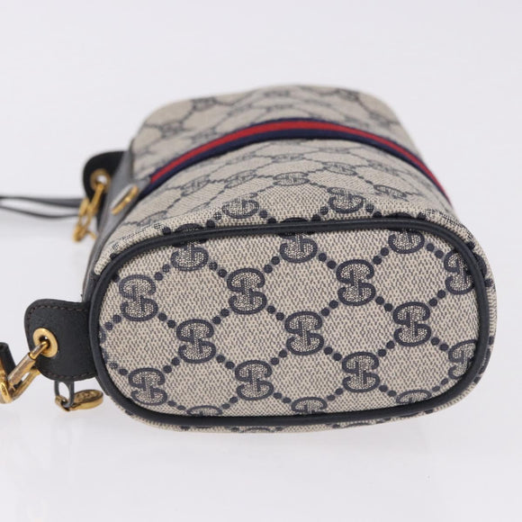 GUCCI GG Supreme Sherry Line Shoulder Bag PVC Navy Gold 89 02 018 Auth 196238