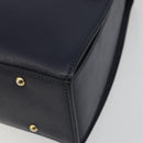 CELINE Hand Bag Leather 2way Navy Gold Auth 196242A-15