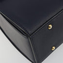 CELINE Hand Bag Leather 2way Navy Gold Auth 196242A-16