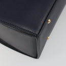 CELINE Hand Bag Leather 2way Navy Gold Auth 196242A-18